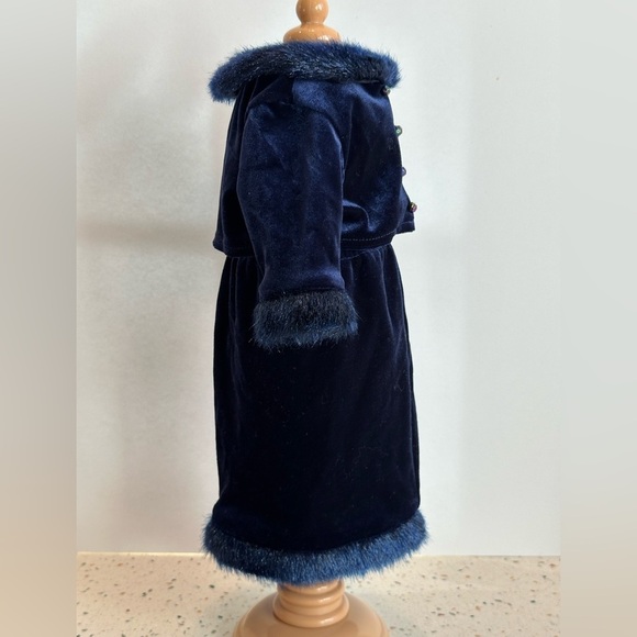 VTG American Girl Doll Elegant Holiday Blue Velvet Faux Fur Trim Top Skirt Purse - Picture 8 of 14